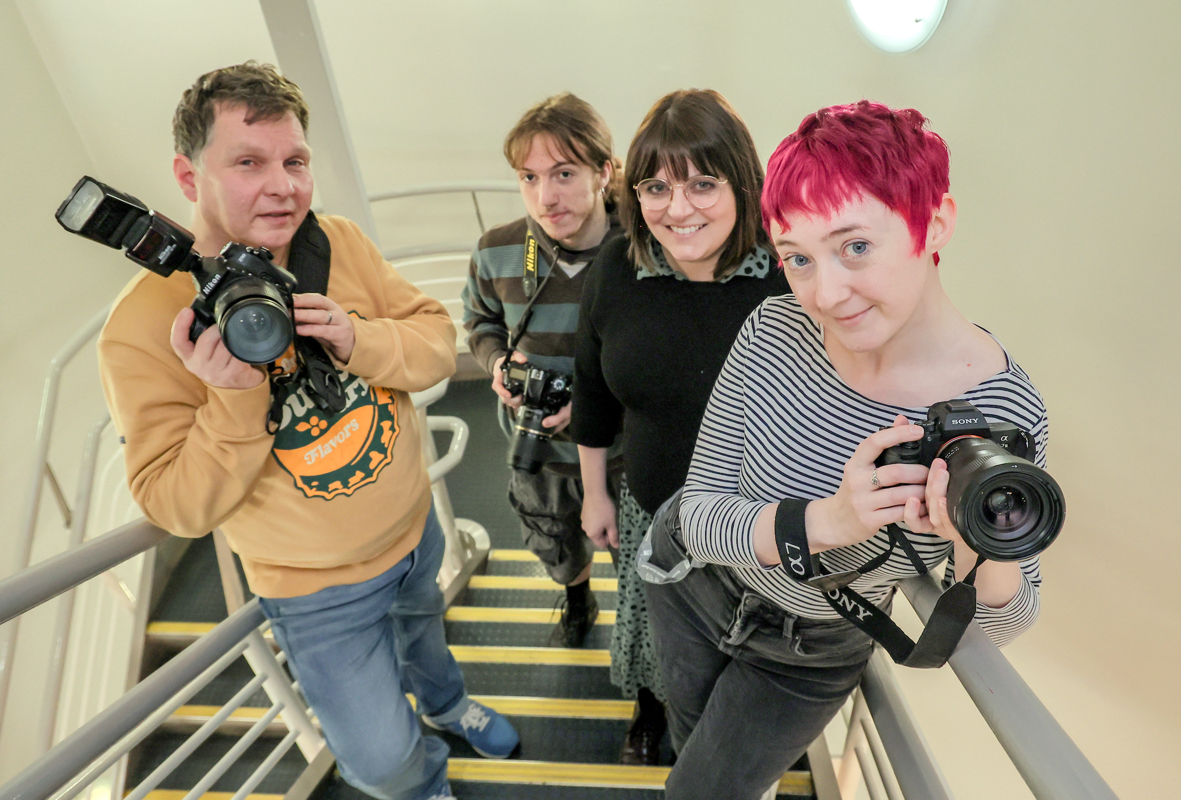 (L R) Scott Haddow (Student), Robert Cross (Student), Shelley Armstrong, Samantha Black (Student)