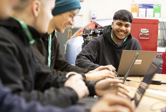 Apprentices Automotive Apprentice On Campus With Class Mates