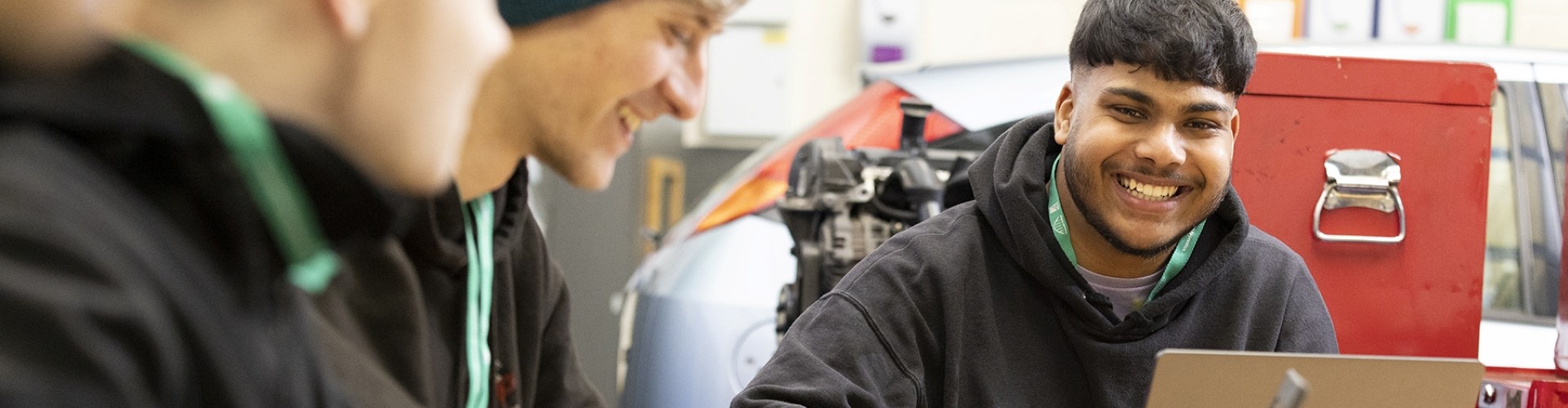 Apprentices Automotive Apprentice On Campus With Class Mates