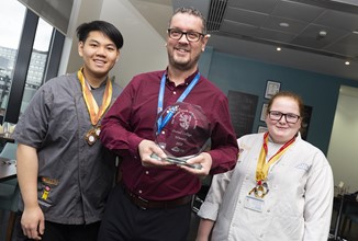 Level 5 Student Phillip Ho, Curriculum Leader Phil Pringle And Level 3 Student Georgina Hunter With Their Awards